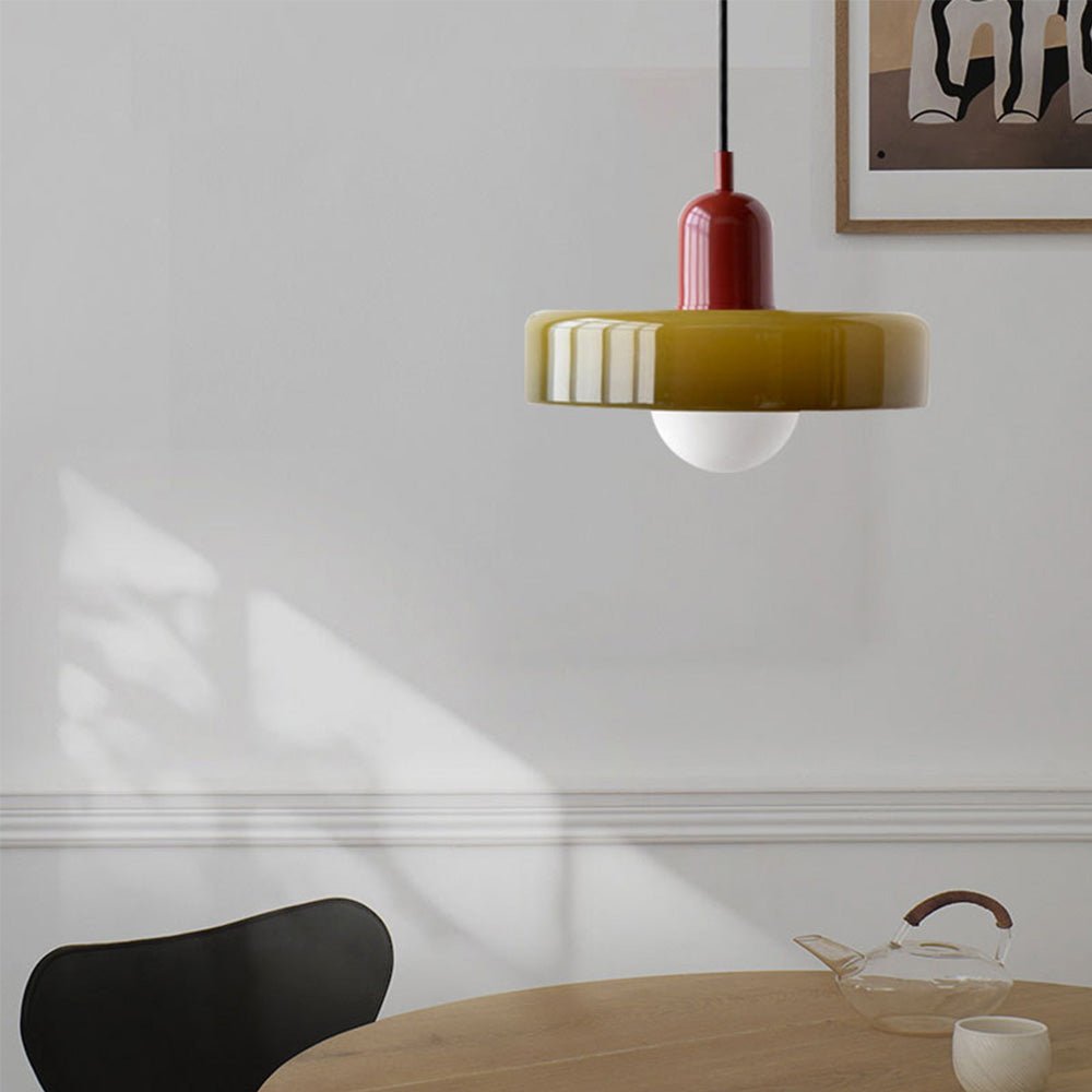 Lampa wisząca Bauhaus z kolorowego szkła – designerska lampa sufitowa