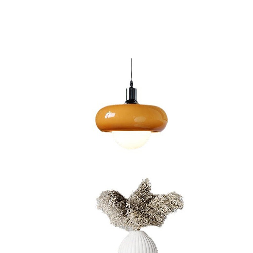 Lampa wisząca Bauhaus z szklanym kloszem w kolorze kawy