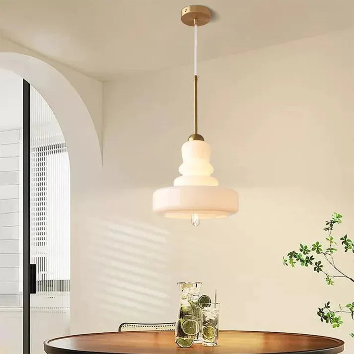 Lampa wisząca Bauhaus z szklanym kalebasem