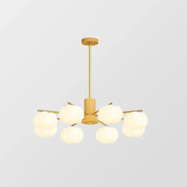 Kreatywna lampa wisząca w salonie z drewna i kul bawełnianych