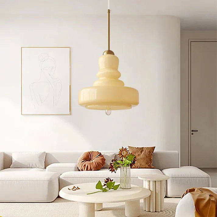 Lampa wisząca Bauhaus z szklanym kalebasem