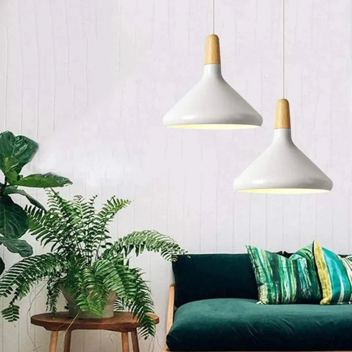 Lampa wisząca metalowa w kształcie stożka w stylu francuskiego makaronu