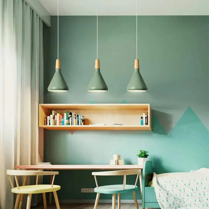 Lampa wisząca metalowa w kształcie stożka w stylu francuskiego makaronu