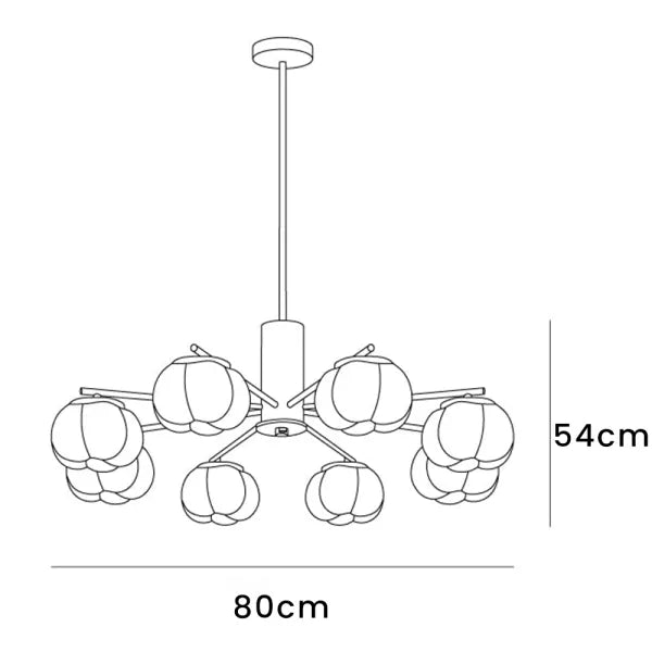 Kreatywna lampa wisząca w salonie z drewna i kul bawełnianych