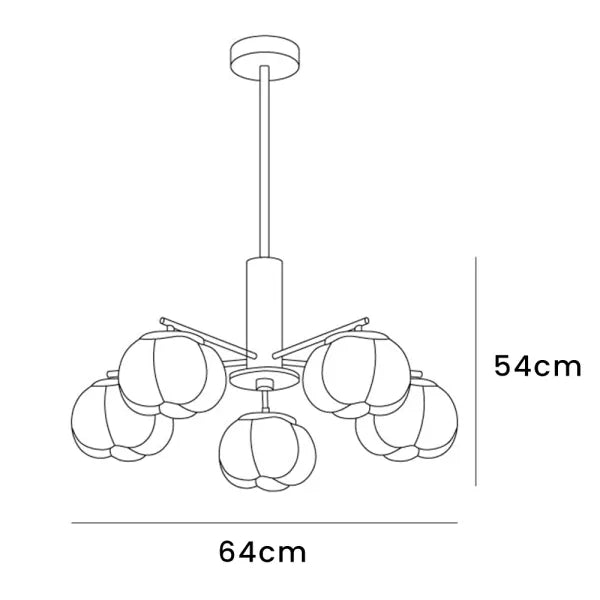 Kreatywna lampa wisząca w salonie z drewna i kul bawełnianych