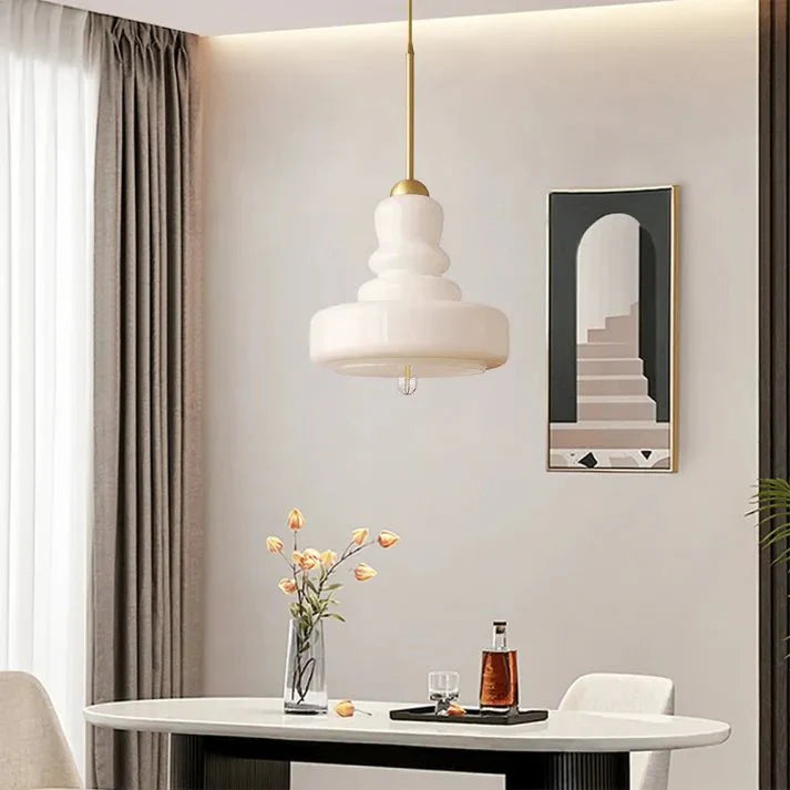 Lampa wisząca Bauhaus z szklanym kalebasem