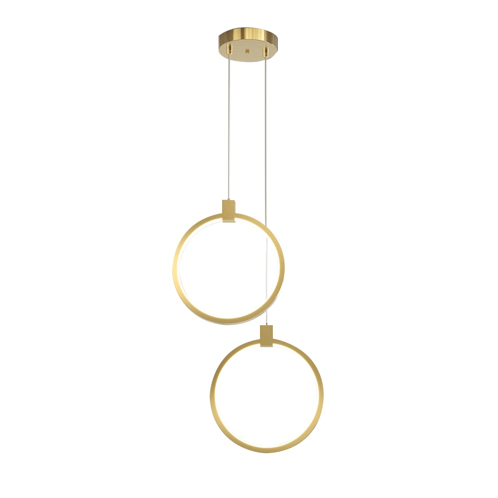 Lampa Wisząca 2-Świetlna Okrągła Złota Mosiężna