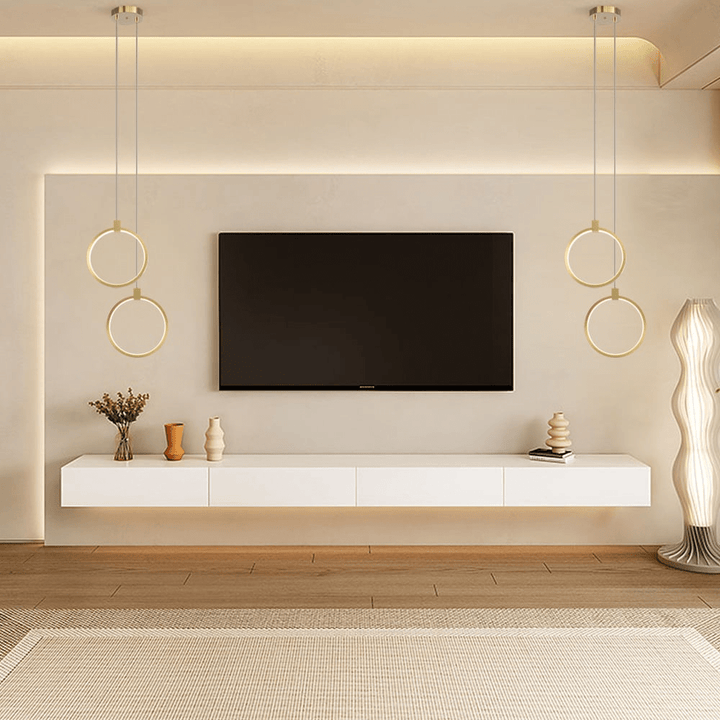 Lampa Wisząca 2-Świetlna Okrągła Złota Mosiężna