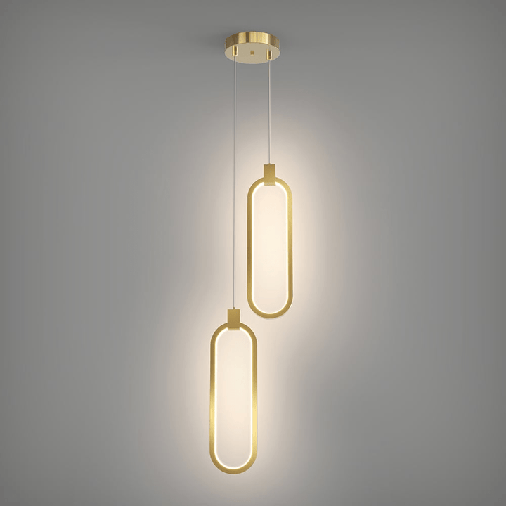 Lampa Wisząca 2-Świetlna Okrągła Złota Mosiężna