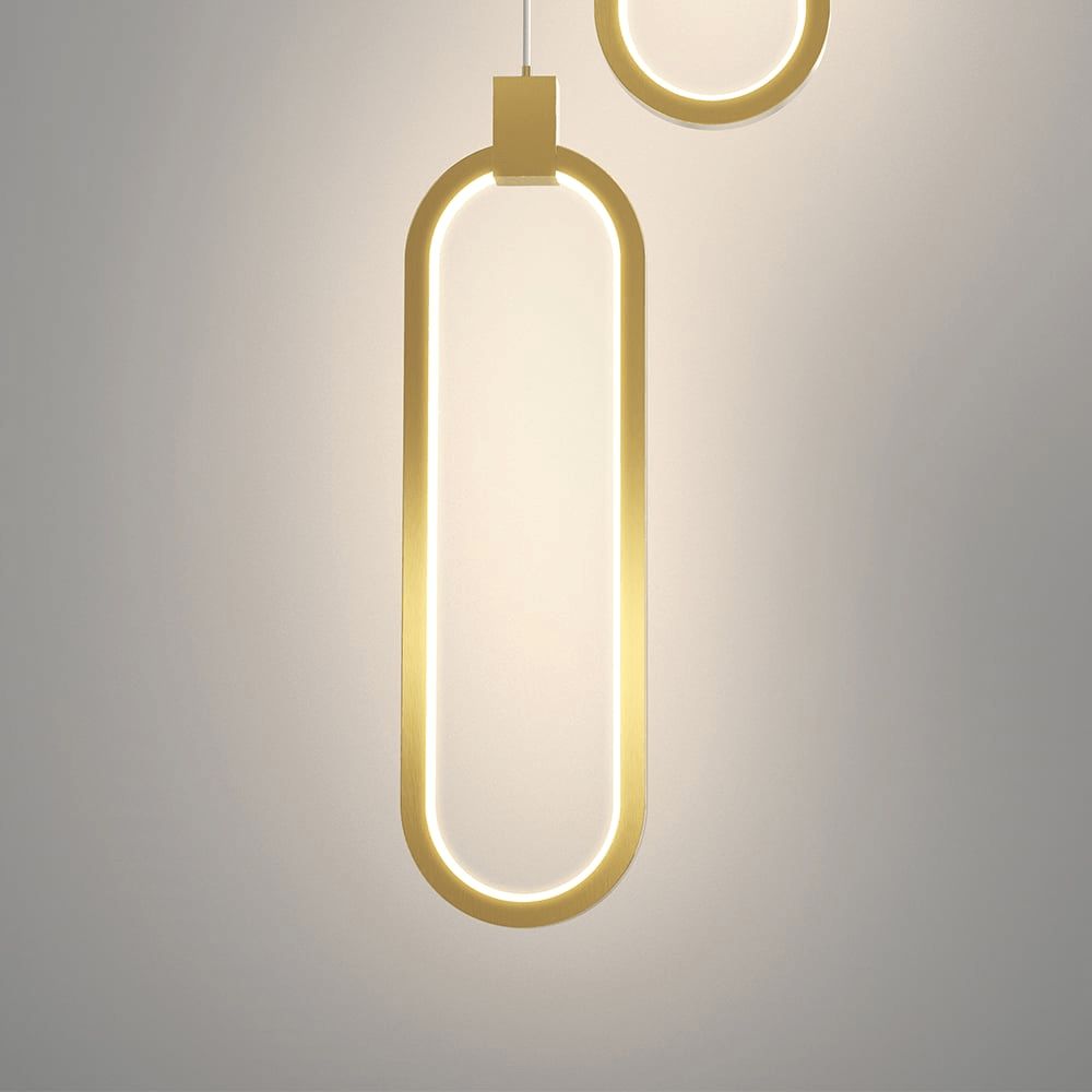 Lampa Wisząca 2-Świetlna Okrągła Złota Mosiężna
