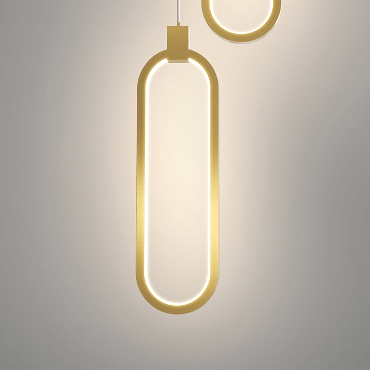 Lampa Wisząca 2-Świetlna Okrągła Złota Mosiężna