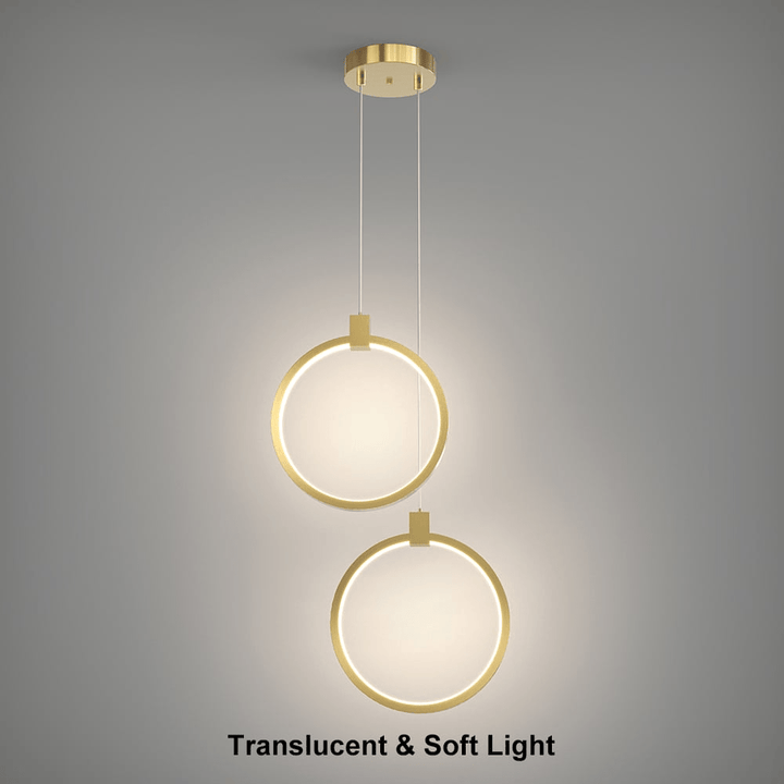 Lampa Wisząca 2-Świetlna Okrągła Złota Mosiężna