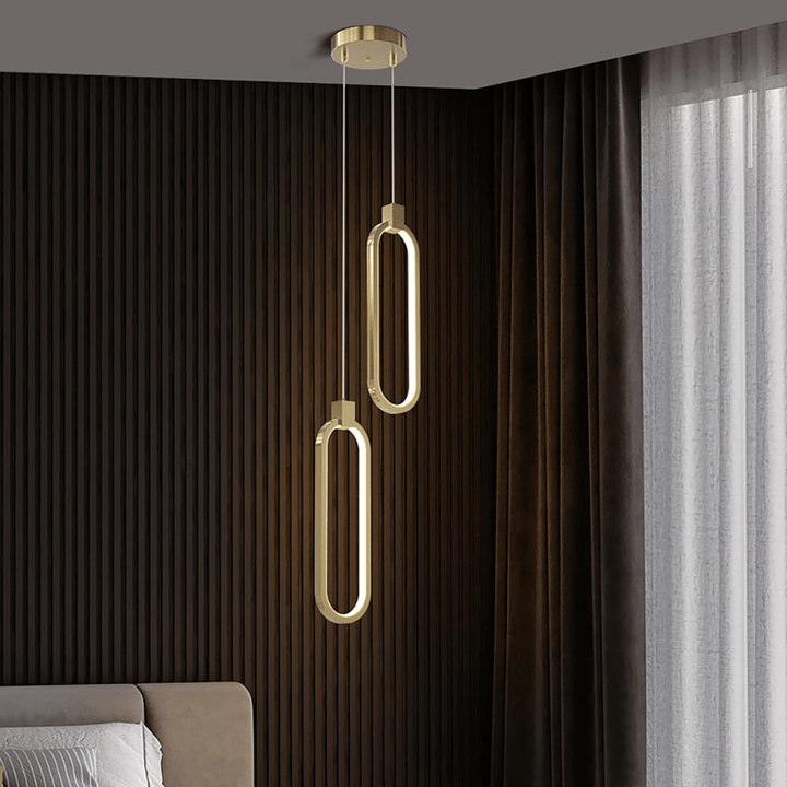 Lampa Wisząca 2-Świetlna Okrągła Złota Mosiężna
