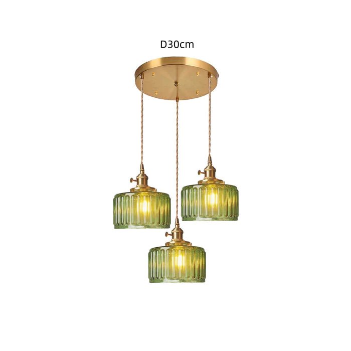 Vintage Kryształowa Lampa Wisząca – Zielone Szkło