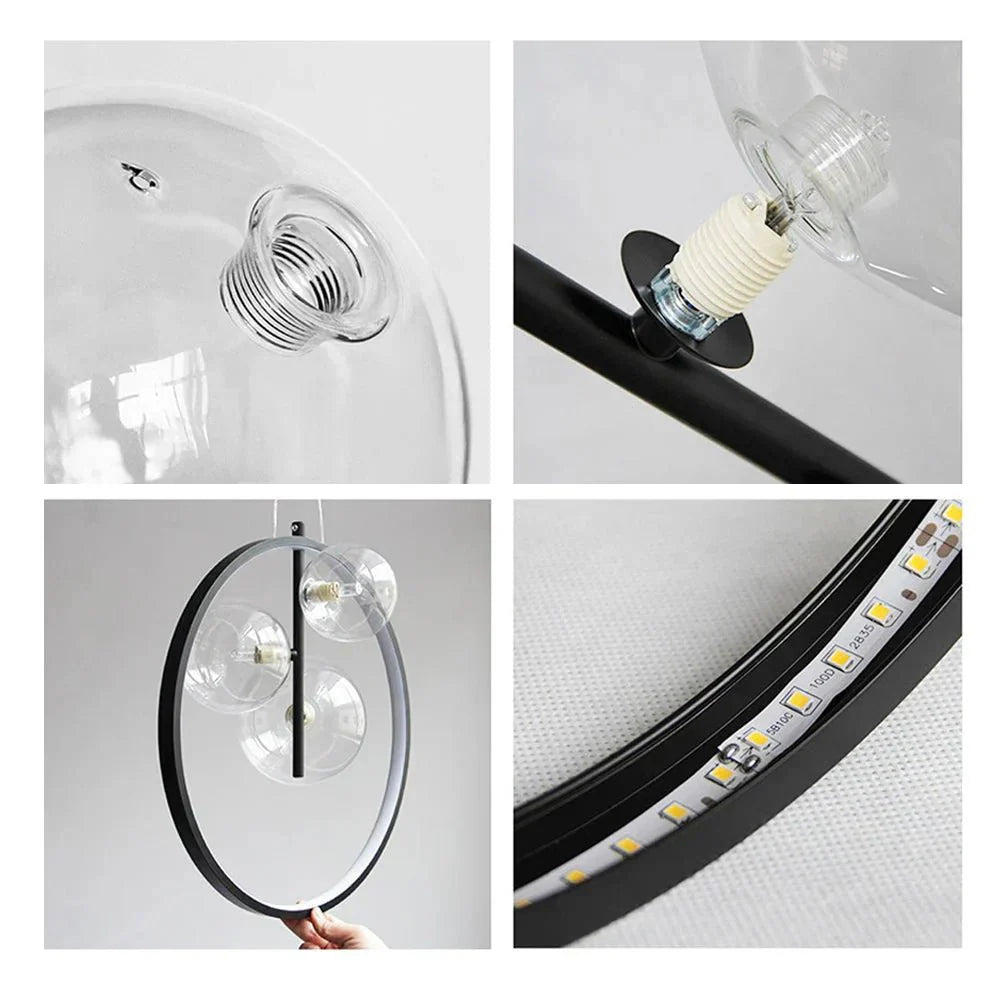 Nordyckie lampy wiszące Bubble ze szkła z pierścieniem