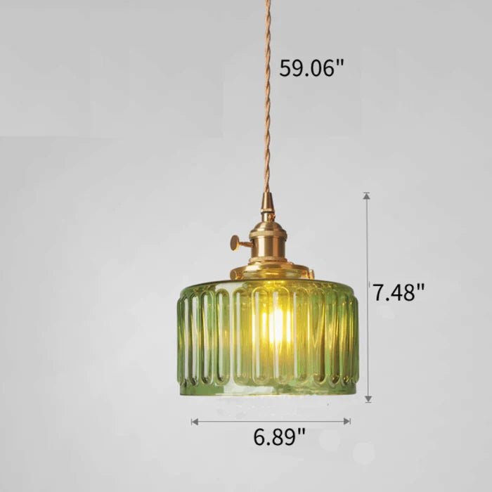 Vintage Kryształowa Lampa Wisząca – Zielone Szkło