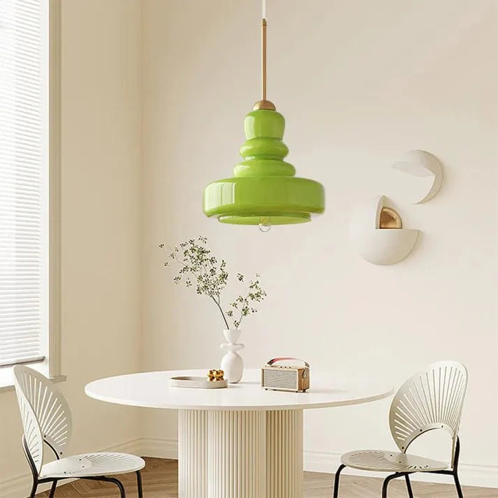 Lampa wisząca Bauhaus z szklanym kalebasem