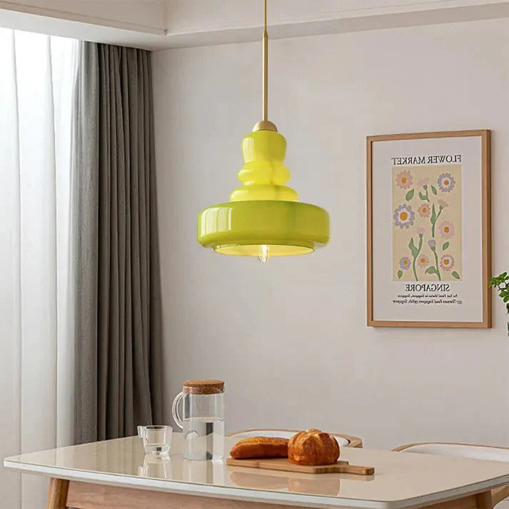 Lampa wisząca Bauhaus z szklanym kalebasem