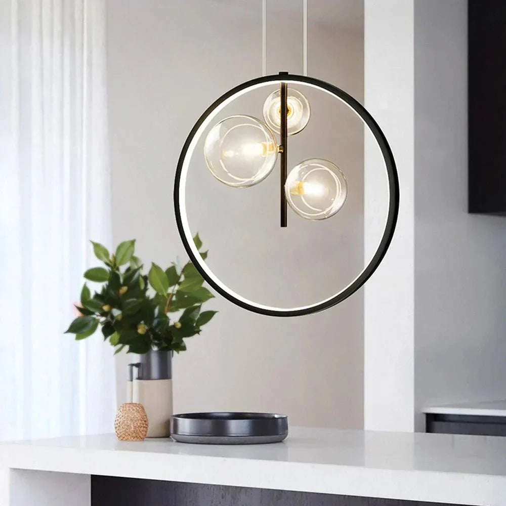 Nordyckie lampy wiszące Bubble ze szkła z pierścieniem