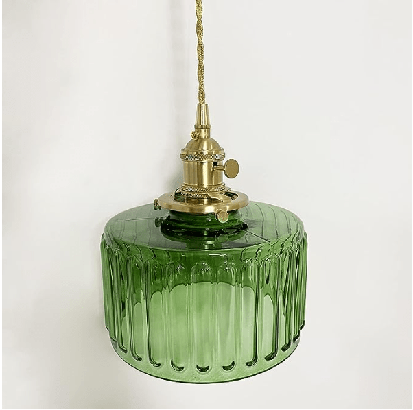 Vintage Kryształowa Lampa Wisząca – Zielone Szkło