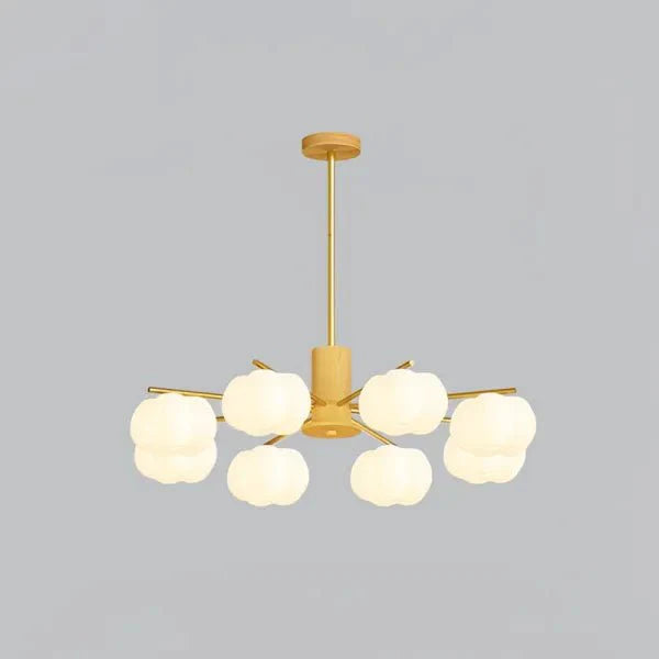 Kreatywna lampa wisząca w salonie z drewna i kul bawełnianych