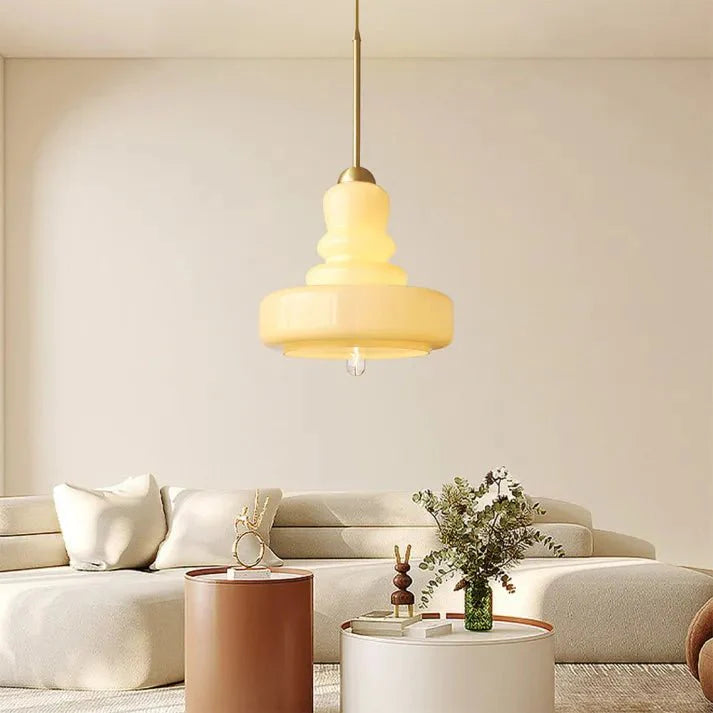 Lampa wisząca Bauhaus z szklanym kalebasem