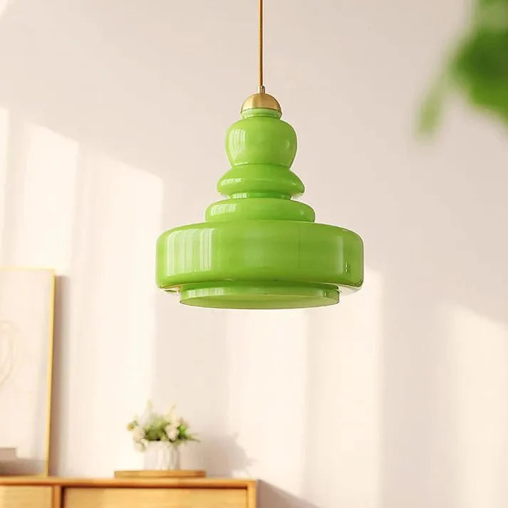 Lampa wisząca Bauhaus z szklanym kalebasem