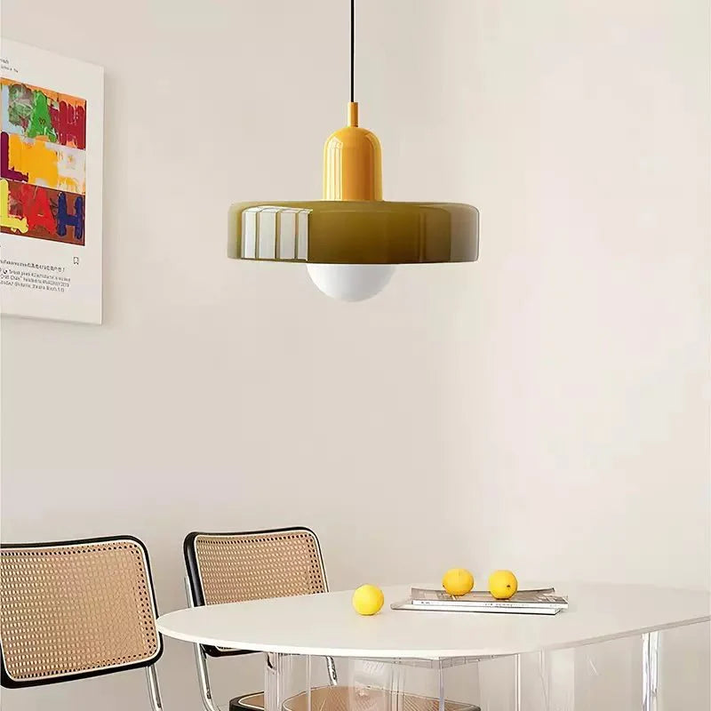 Lampa wisząca Bauhaus z kolorowego szkła – designerska lampa sufitowa