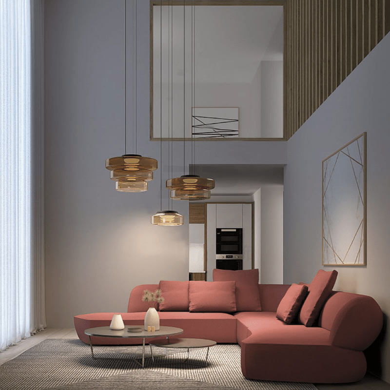 Szklane lampy wiszące w stylu Bauhaus