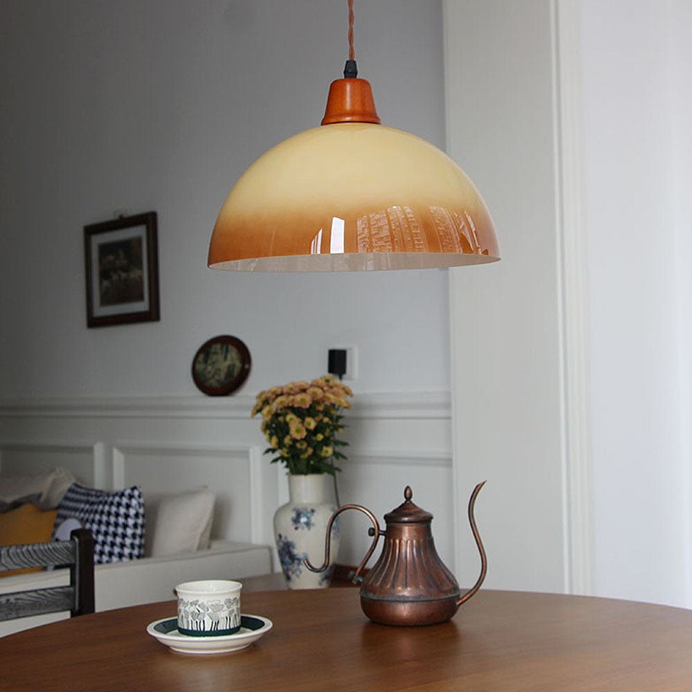Retro bursztynowa szklana lampa wisząca w stylu wiejskim