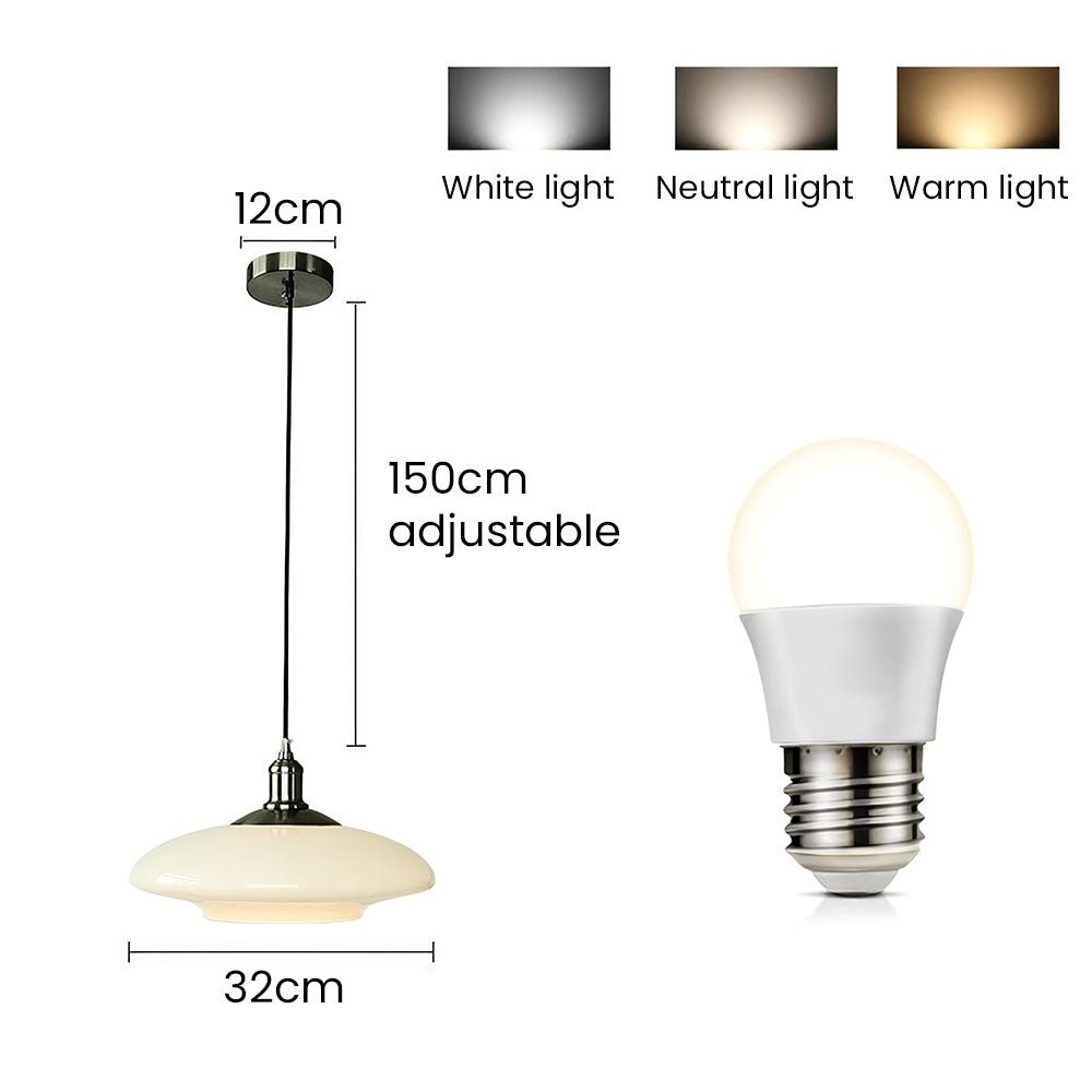 Nowoczesna lampa wisząca z białego szkła