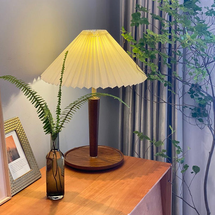 Vintage Złożona Drewniana Lampa Stołowa