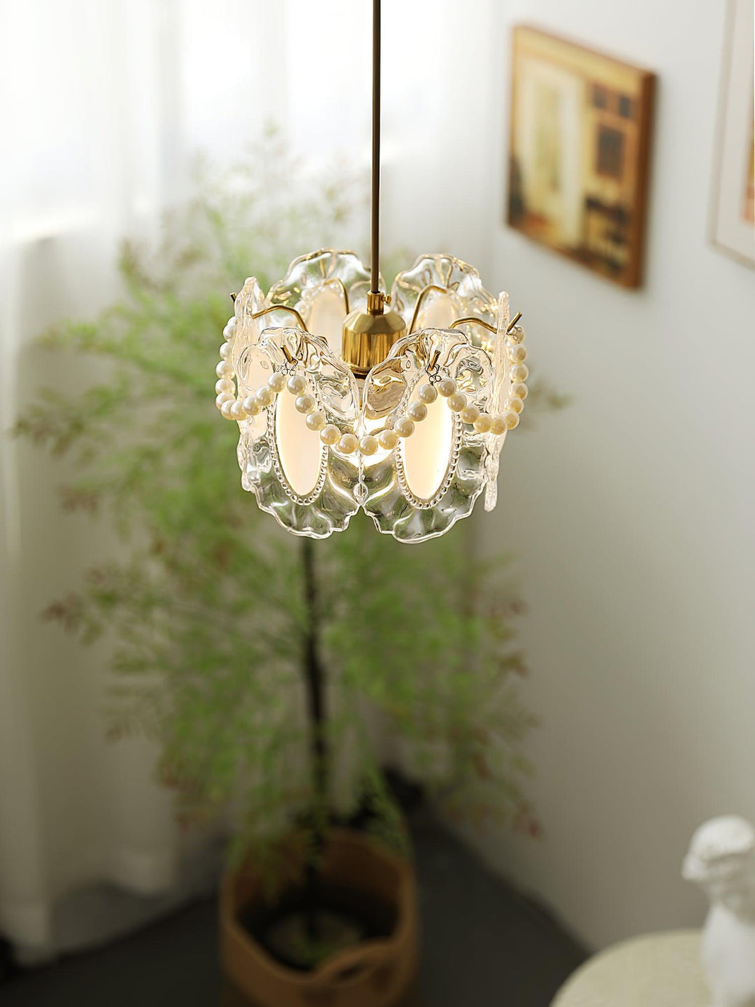 Kwiatowa Szklana Lampa Wisząca