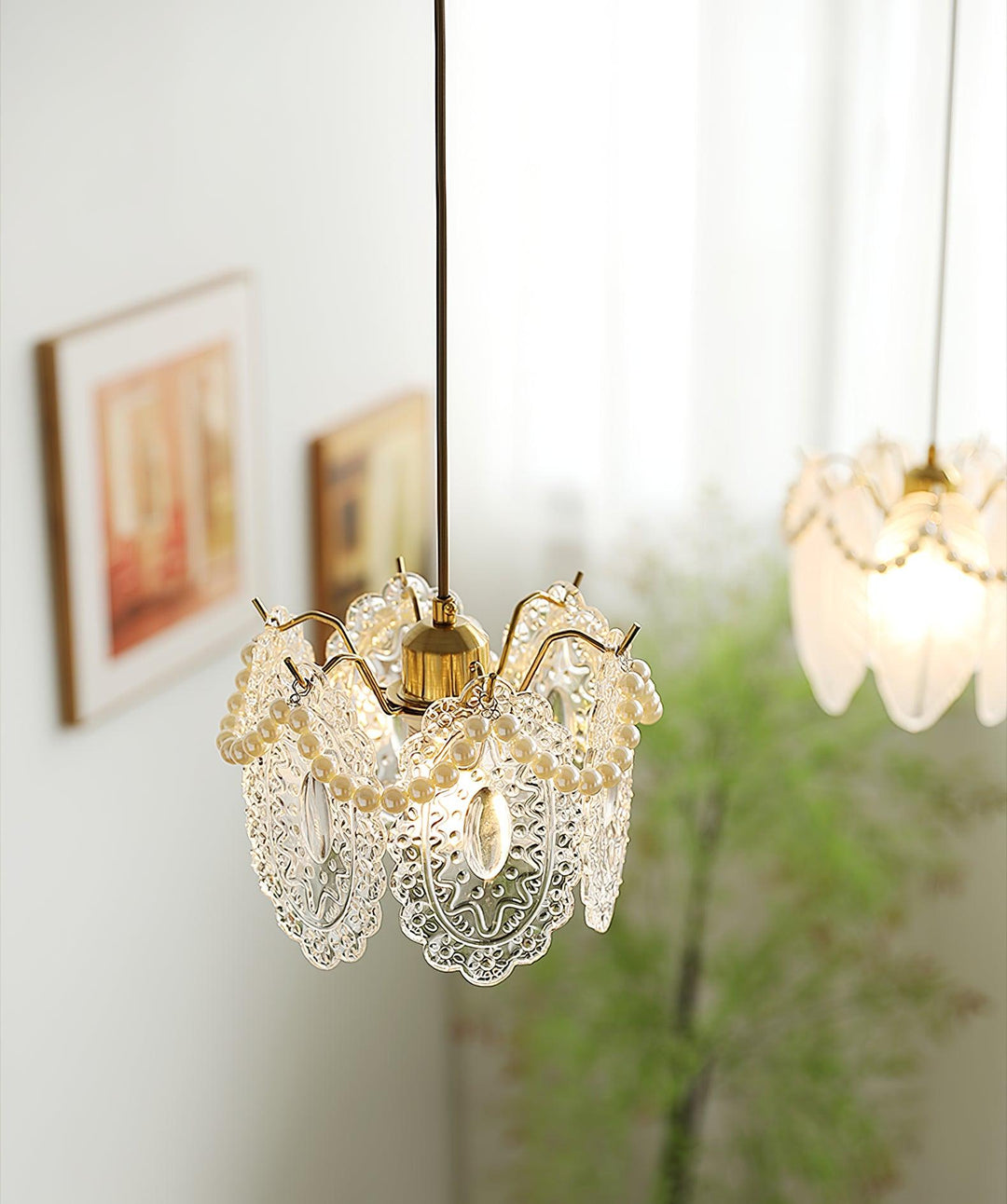 Kwiatowa Szklana Lampa Wisząca