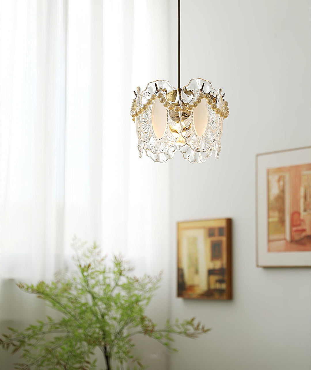 Kwiatowa Szklana Lampa Wisząca