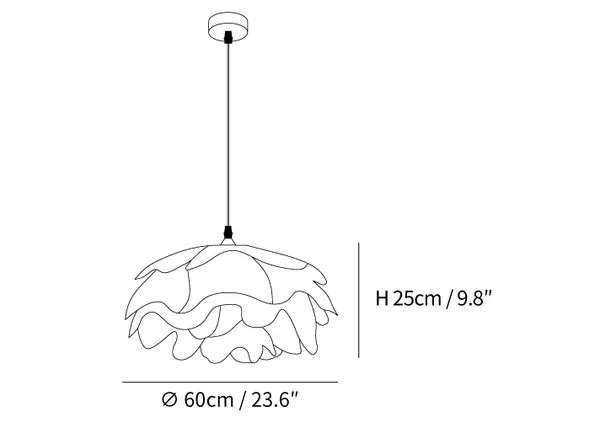 Biała lampa wisząca w kształcie kwiatu