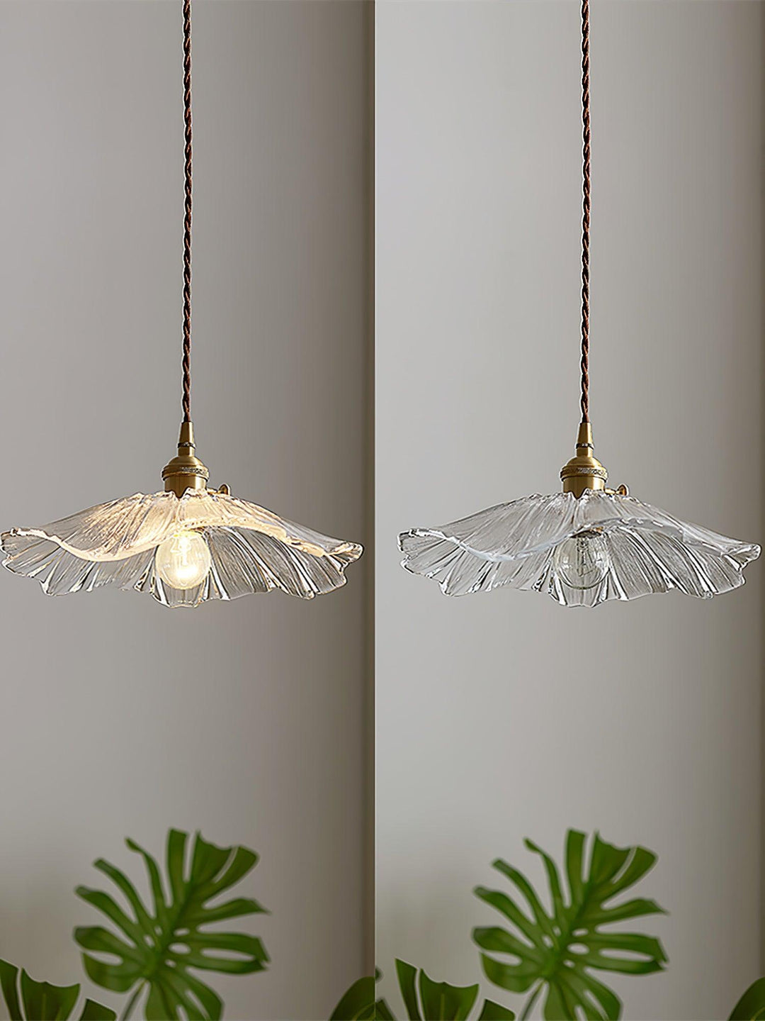Lampa wisząca ze szkła w kształcie kwiatu
