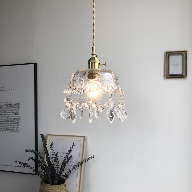 Raysis - Przezroczysta szklana lampa wisząca z kryształami
