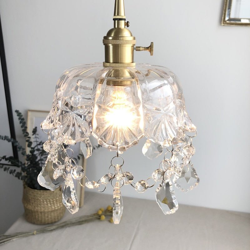 Raysis - Przezroczysta szklana lampa wisząca z kryształami