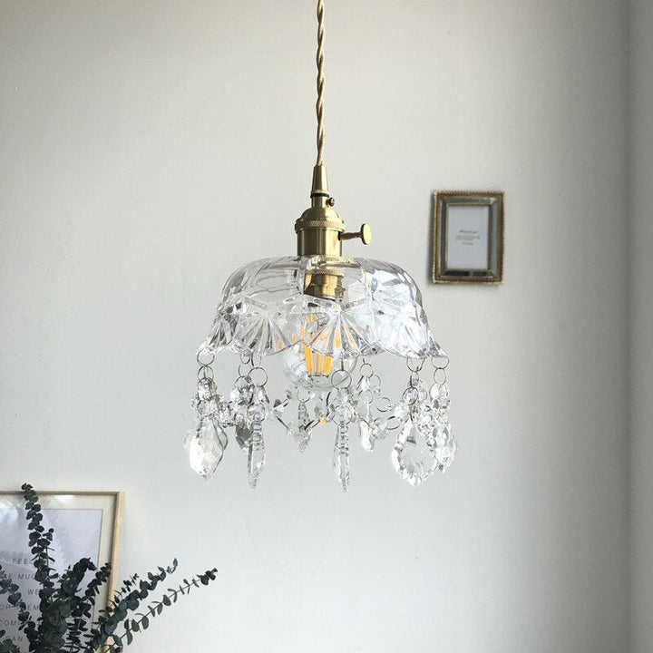 Raysis - Przezroczysta szklana lampa wisząca z kryształami