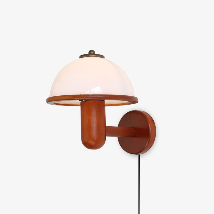 Lampa ścienna z drewna w kształcie grzyba