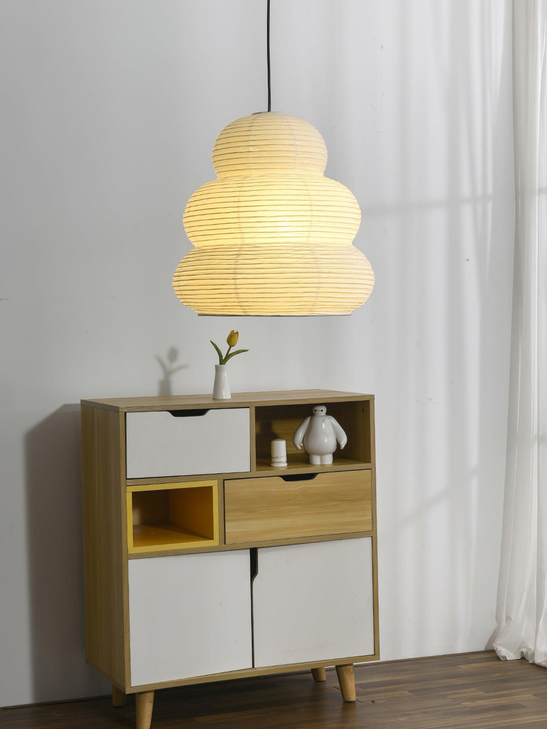 Lampa wisząca z papieru ryżowego