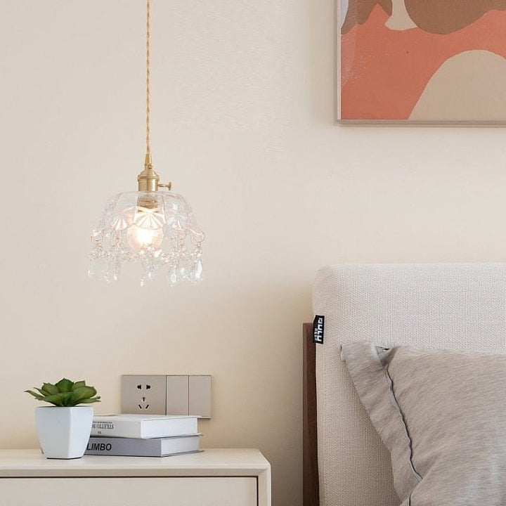 Raysis - Przezroczysta szklana lampa wisząca z kryształami