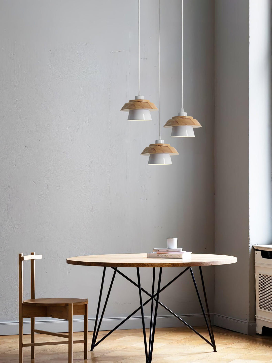 Lampa Wisząca Kamienna Drewniana