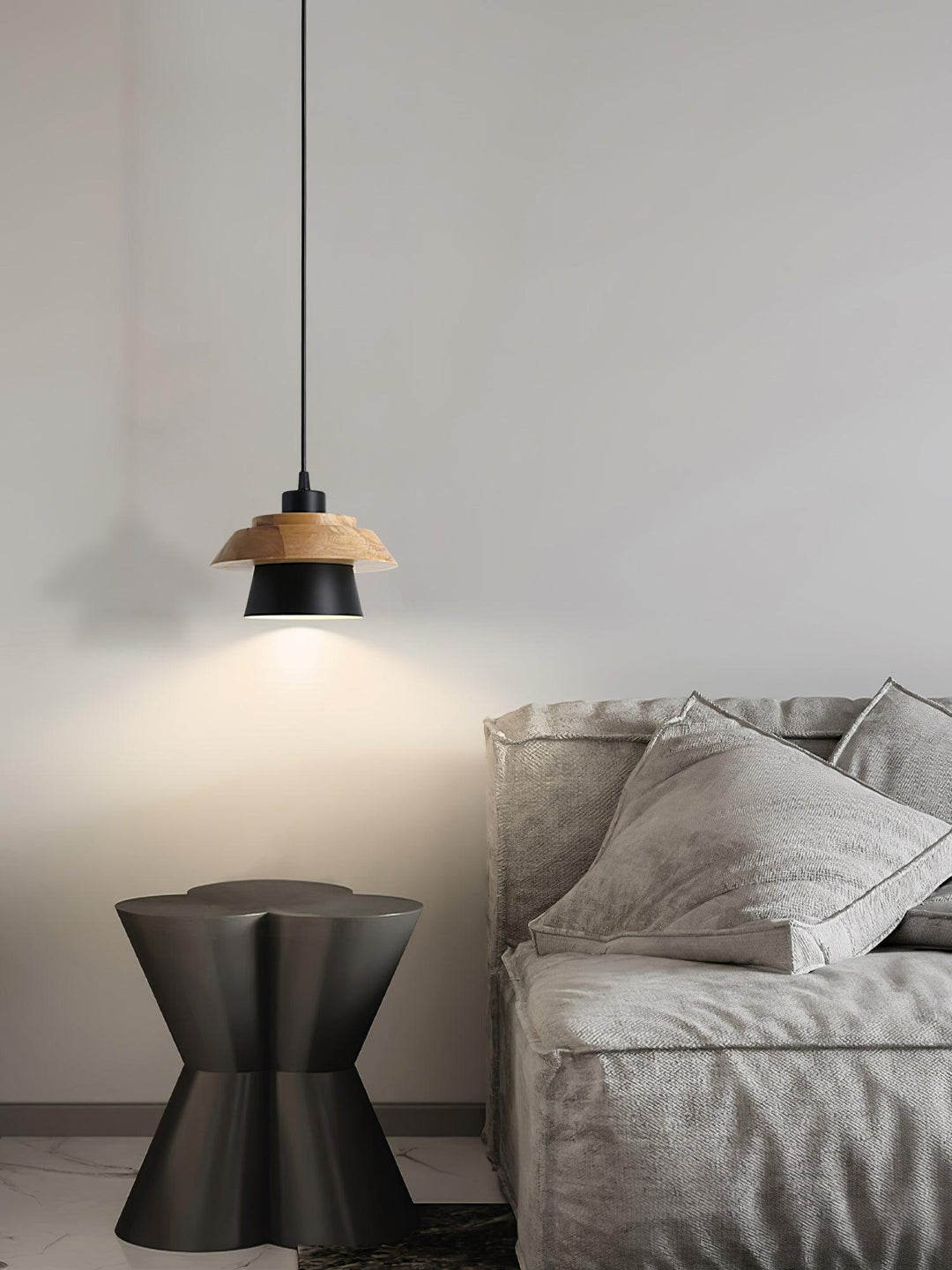 Lampa Wisząca Kamienna Drewniana