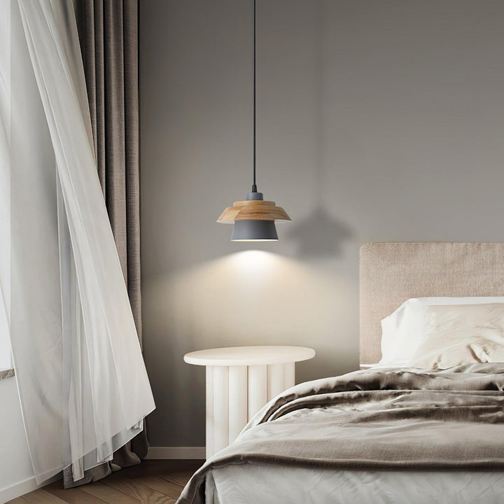 Lampa Wisząca Kamienna Drewniana