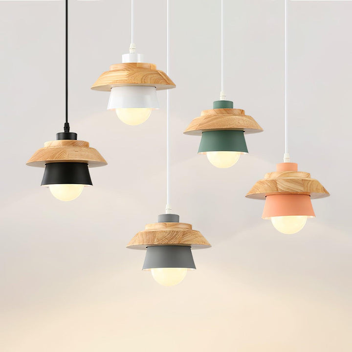 Lampa Wisząca Kamienna Drewniana