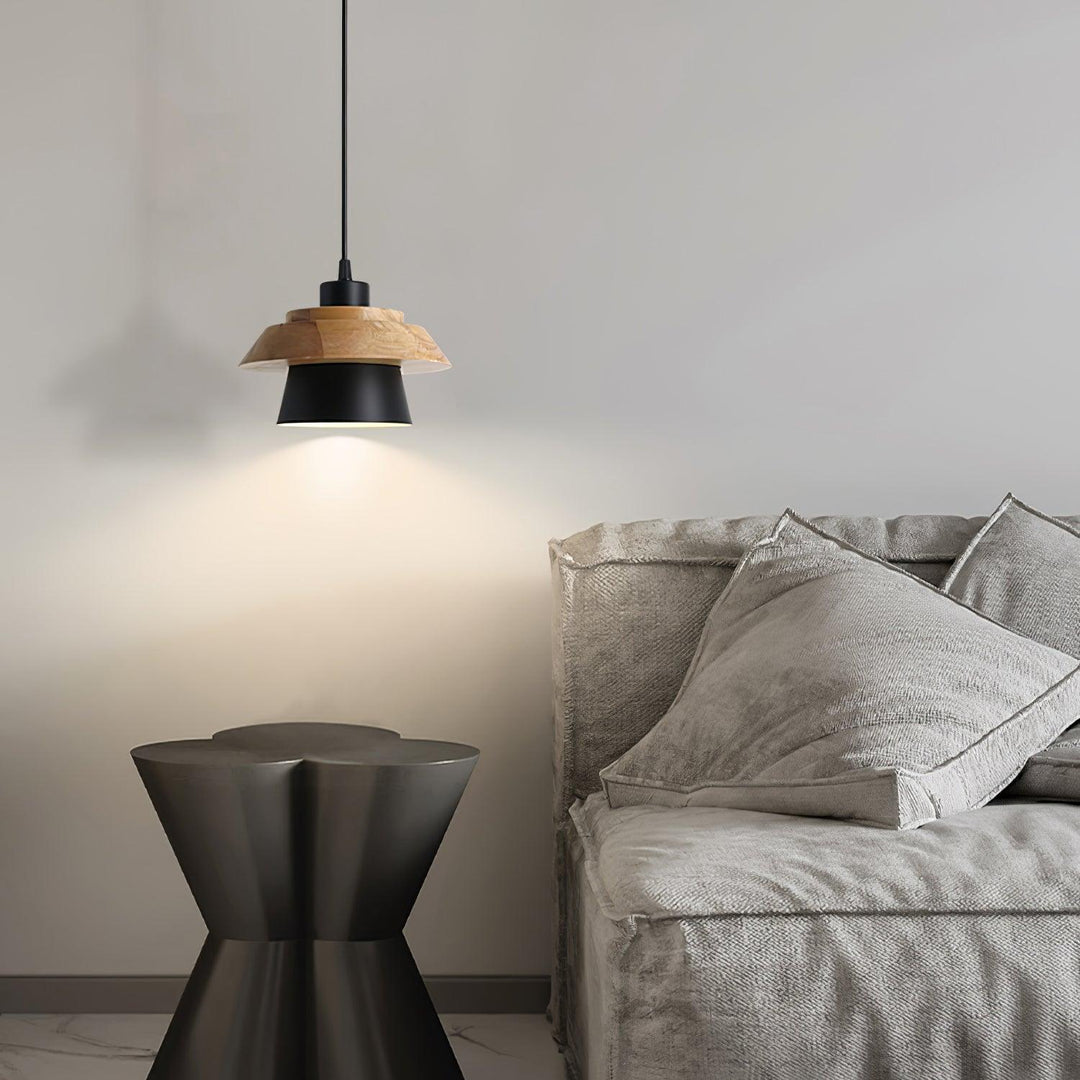 Lampa Wisząca Kamienna Drewniana