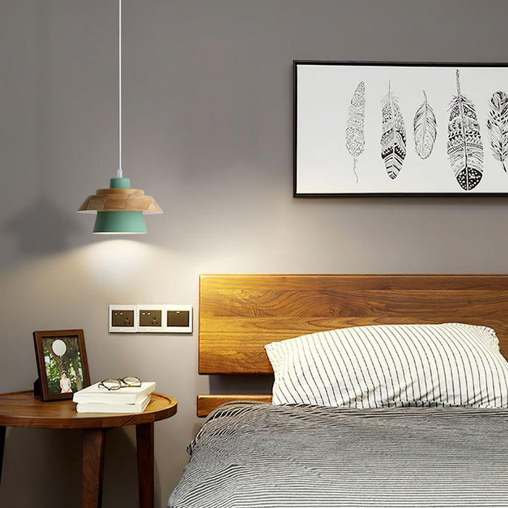Lampa Wisząca Kamienna Drewniana