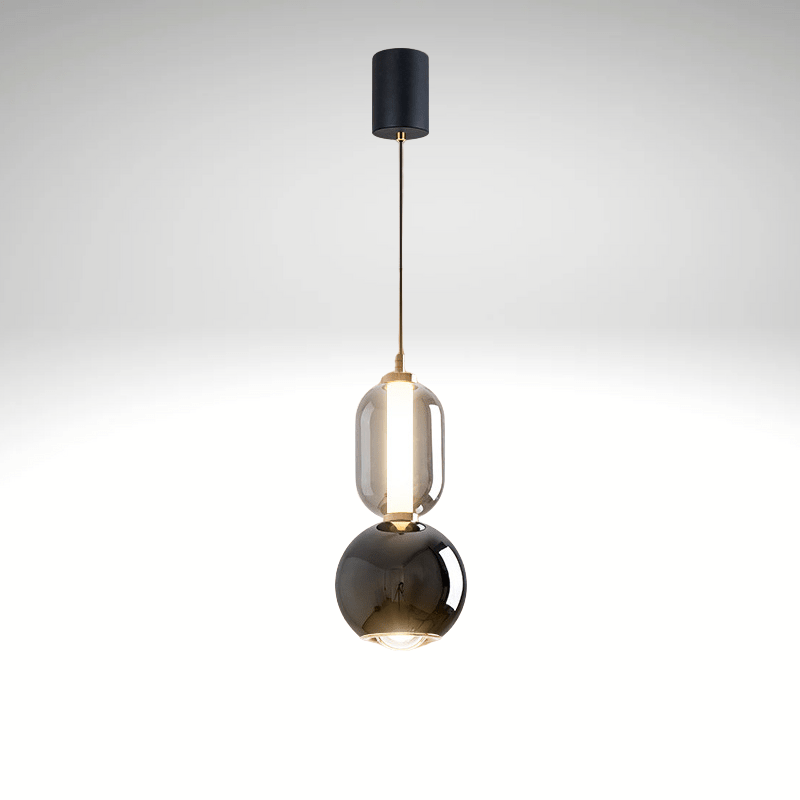 Nordycka lampa wisząca z żelaza i szkła